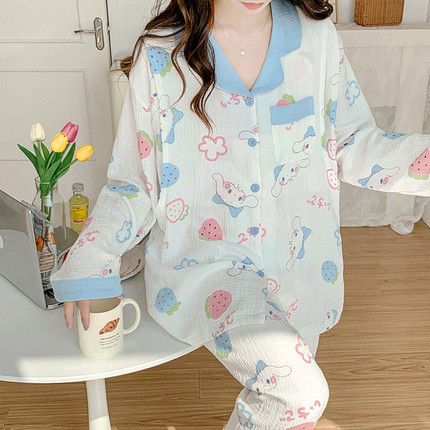 夏天纯棉纱布g月子服夏季薄款产后孕妇睡衣女春秋怀孕期专用家居