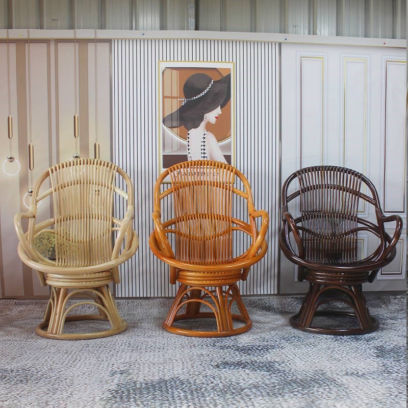 天然藤编办公椅家用阳台休闲椅老人扶手椅高背电脑椅茶桌椅职员椅