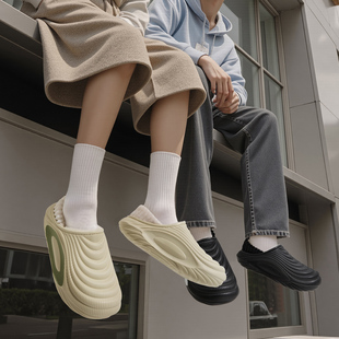 防水棉拖鞋男士秋冬季2026新款室内家居防滑包跟厚底外穿棉拖女冬