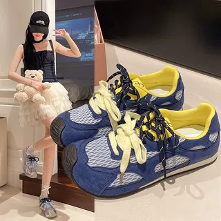明星同款德训鞋夏季新款时尚百搭休闲阿甘鞋女软底内增高透气