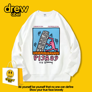 drew keith haring凯斯哈林联名圆领卫衣男二次元周边衣服外套秋