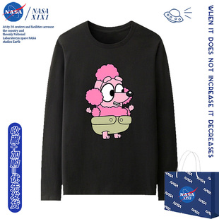 NASA布鲁伊长袖T恤男纯棉透气薄款秋冬季宾果Bluey衣服打底衫潮流