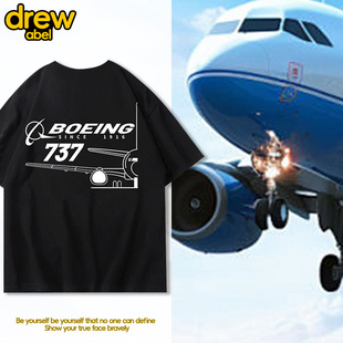 波音公司737T恤男航空航天飞机夏季衣服圆领短袖BOEING休闲宽松