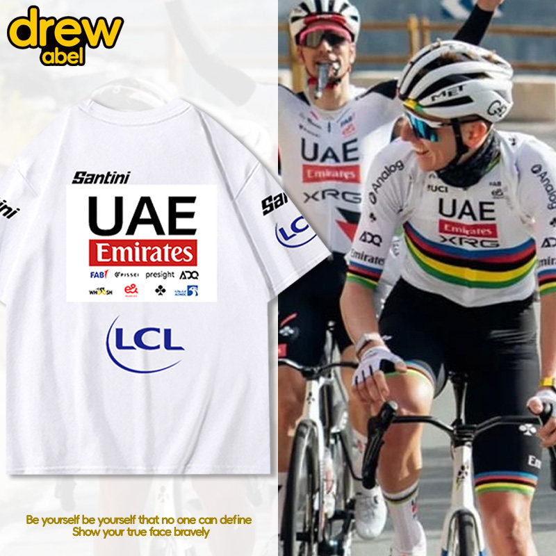 多面阿联酋车队T恤男公路自行车骑行服夏季衣服圆领短袖休闲宽松