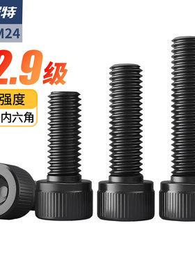 12.9级高强度内六角螺丝加长全牙螺栓圆柱头杯头螺钉M2*3X5X12X30