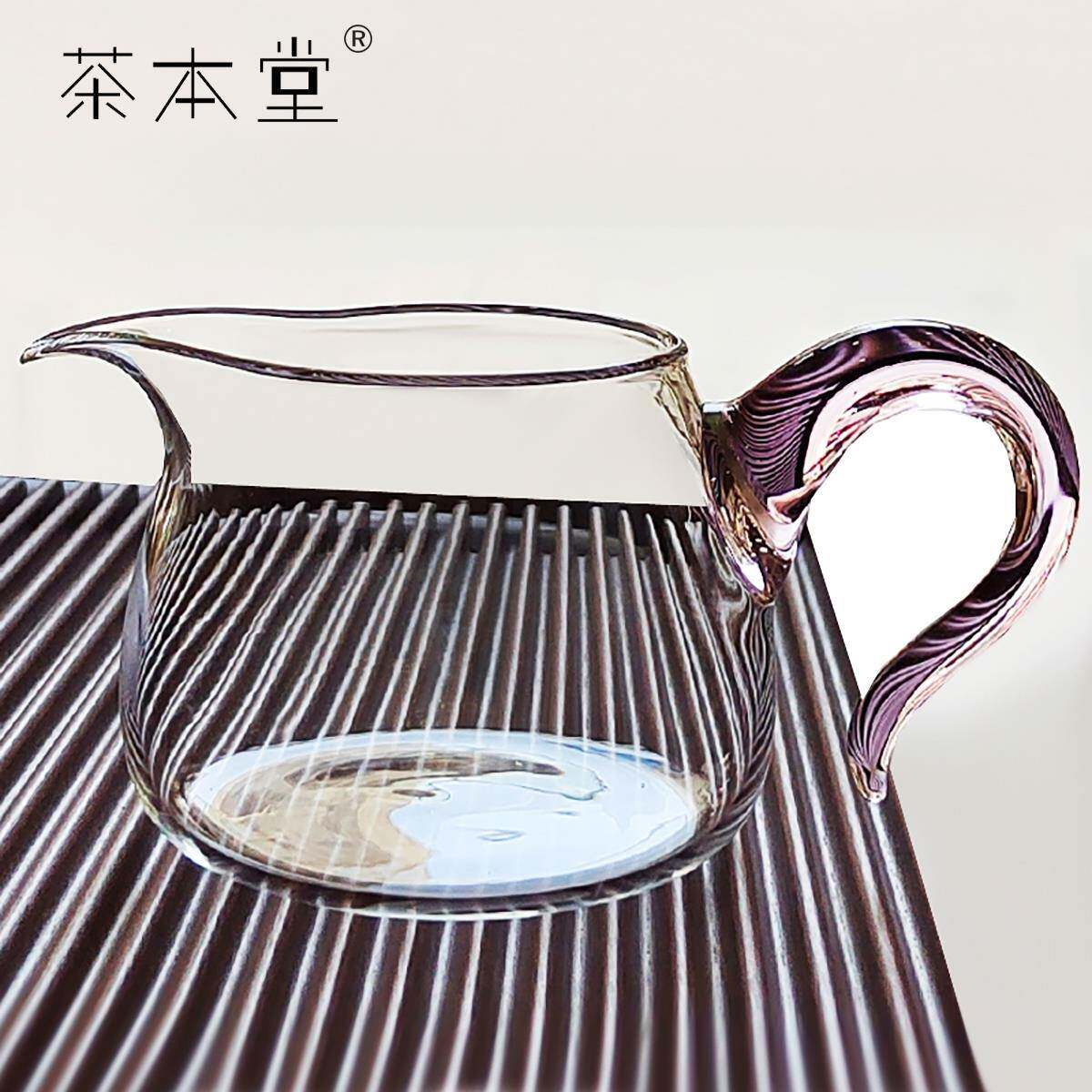 玻璃公道杯高硼硅耐热加厚加粗彩把公杯分茶器均杯大容量
