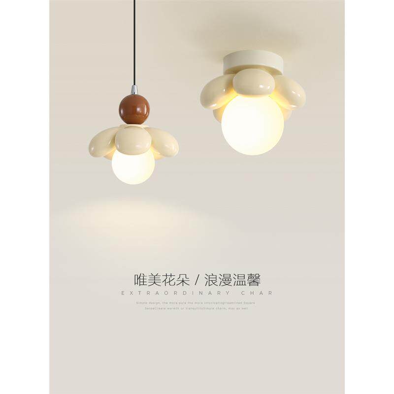 过道灯走廊简约创意奶油风花朵装饰浪漫温馨卧室床头灯玄关吸顶灯