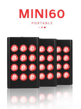 新款MINI60led美容理疗灯内置可充电便携式双芯片红光红外烤灯