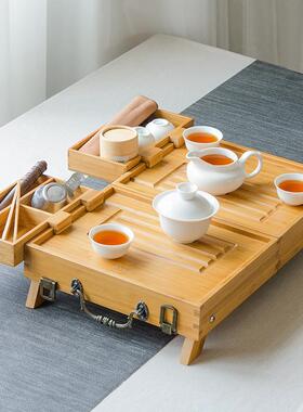 百科BYK怡风旅行茶具功夫套装旅行便携户外茶桌陶瓷盖碗茶杯套装