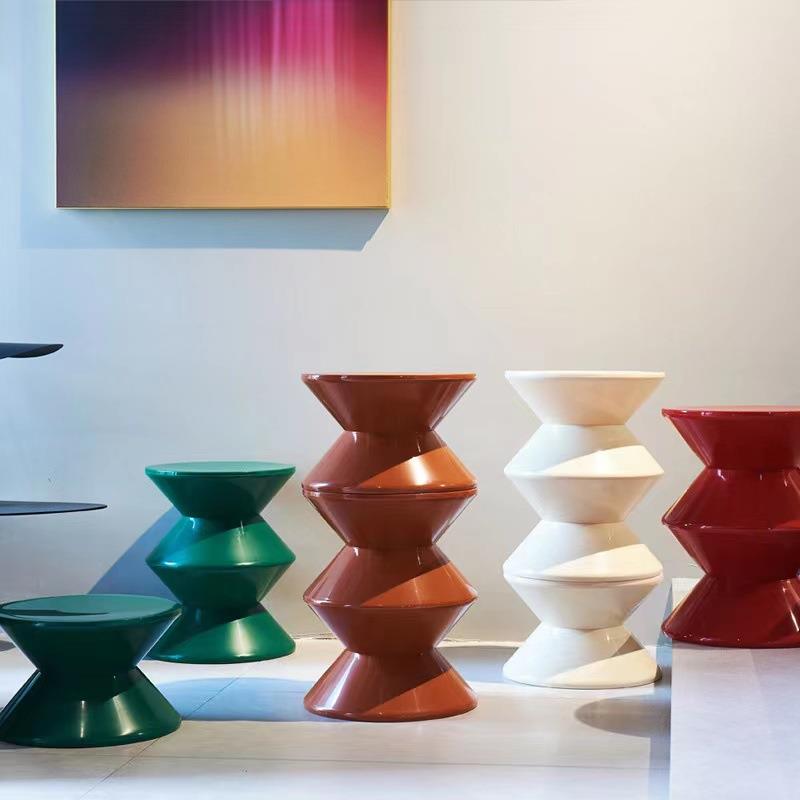 北欧ins家用换鞋凳客厅板凳儿童塑料矮凳简约小凳子沙漏圆形凳