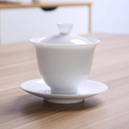 德化茶具玉泥高白瓷盖碗不烫手大号功夫三才陶瓷茶碗茶杯碗敬茶杯