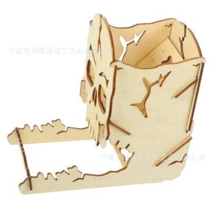 新品木制万圣节骷髅骰子塔棋牌游戏便携式骰子分配器游戏道具