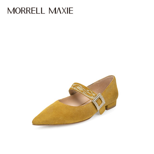 Morrell Maxie尖头黄色刺绣钻扣平底玛丽珍｜MW263059YL