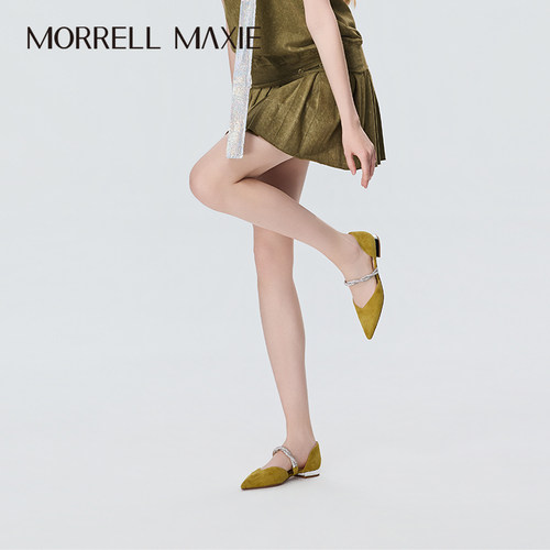 Morrell Maxie黄绿色尖头玛丽珍V字口奥赛单鞋｜MW262024YL