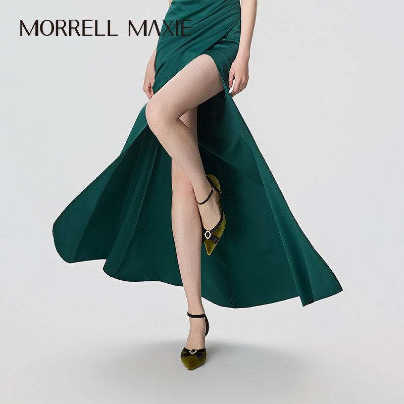 Morrell Maxie丝绒蝴蝶结绿色复古饰尖头细跟高跟鞋｜MW262009GN