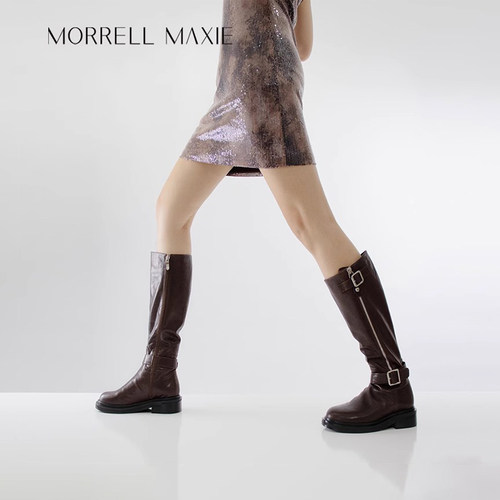 Morrell Maxie高筒靴女冬季直筒厚底增高真皮骑士靴｜MW244061BR