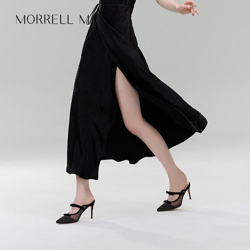 Morrell Maxie黑色外穿凉鞋女夏季网纱细跟休闲凉拖｜MW242033BK
