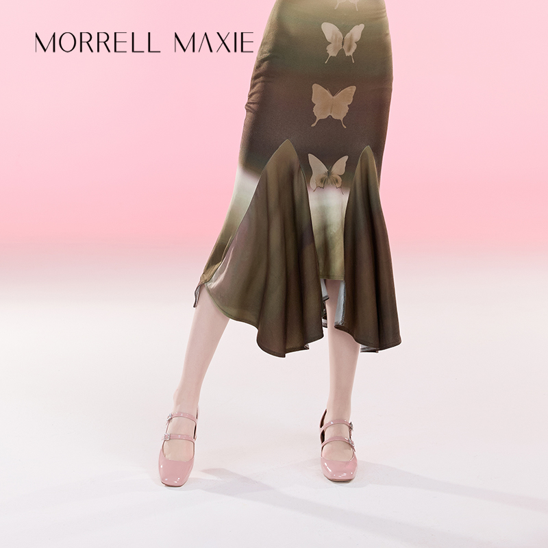 Morrell Maxie复古高跟玛丽珍女鞋夏季樱花粉小皮鞋|MW241040PK
