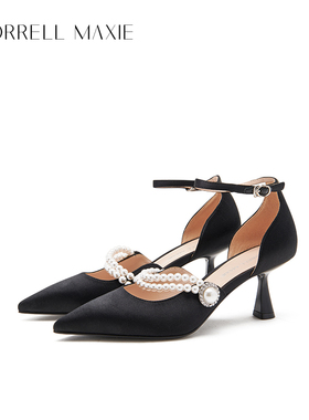 Morrell Maxie黑色高跟鞋女夏季复古优雅外穿凉鞋｜MW242030BK