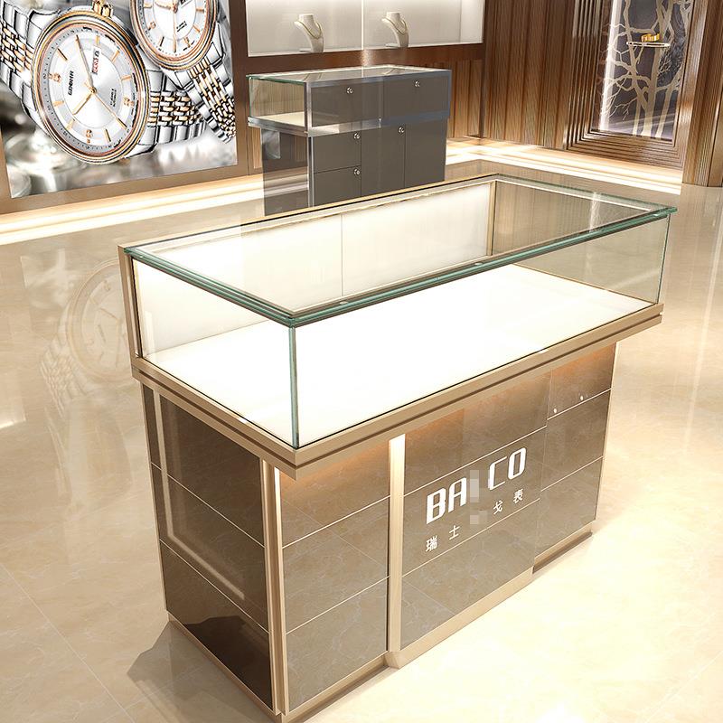 商场珠宝货架展柜饰品玉器陈列柜柜台钢化玻璃展示架黄金