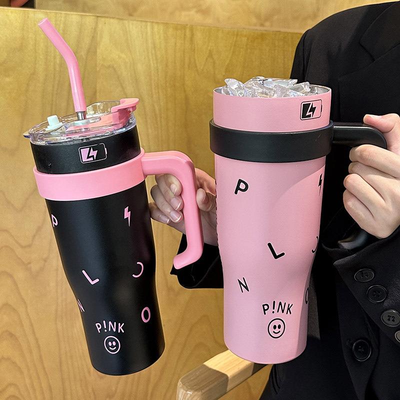 新款汽车杯保冷保温杯ins保温杯超大容量卡通图案便携好用带吸管
