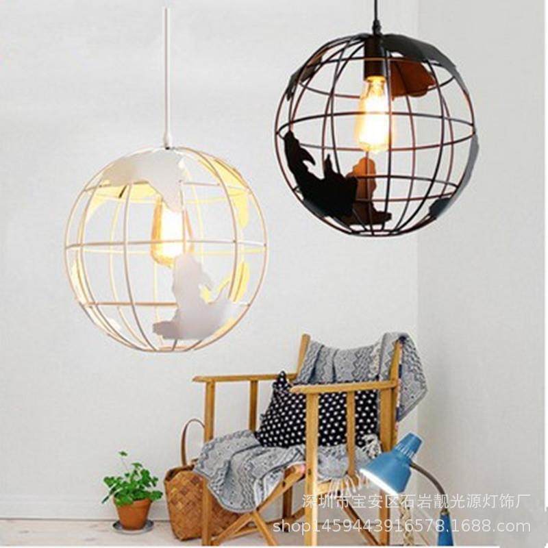 创意艺术咖啡厅工业风卧室酒吧台复古北欧现代简约地球仪单头吊灯
