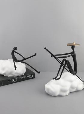 现代简约划船人物雕塑艺术摆件客厅卧室玄关酒店样板房家居装饰品