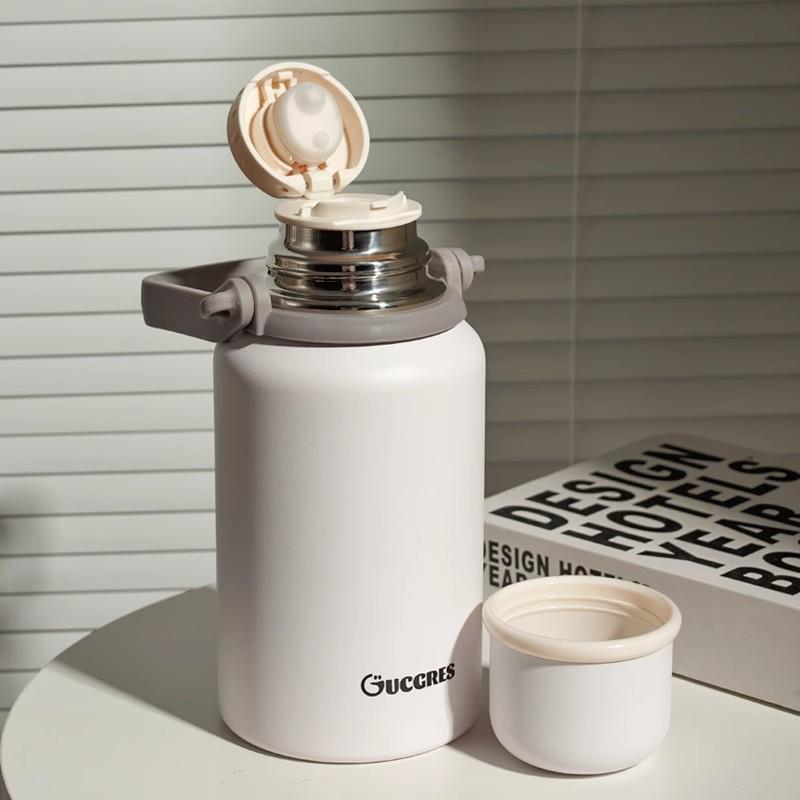 高颜值保温壶便携户外办公室双层真空不锈钢杯子提手大容量保温杯