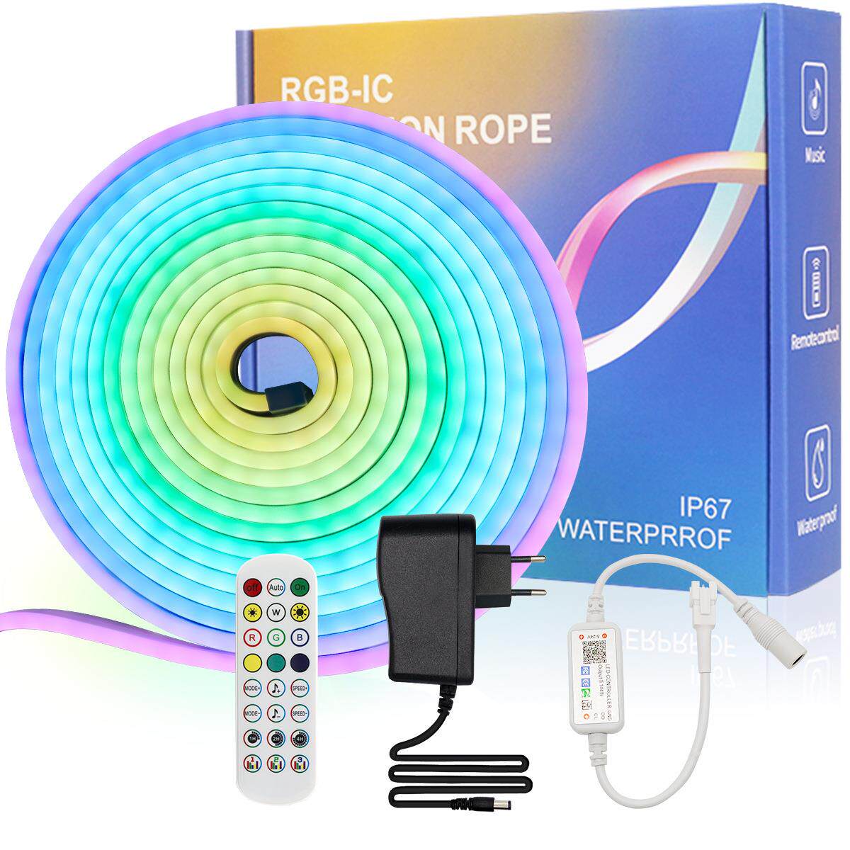 24V幻彩霓虹 LED柔性灯带 幻彩硅胶户外氛围灯 跑马流水七彩霓虹