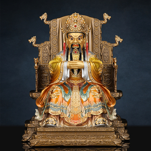铜龙五爷像广济龙王菩萨神像龙椅财神爷家用佛堂客厅摆件龙王爷像