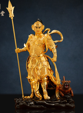 铜中式佛堂台湾铜鎏金二装饰摆件