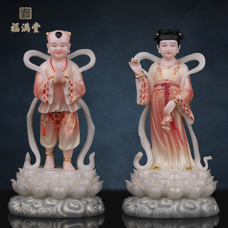 善财童子龙女像观音菩萨座下童男童女佛像供奉家用金童玉女