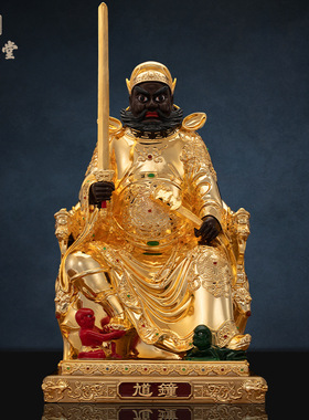 铜中式佛堂钟馗神像天师装饰摆件