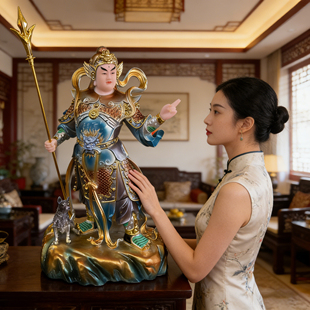 二郎神杨戬神像树脂供奉家用清源妙道真君二郎真君哮天犬摆件