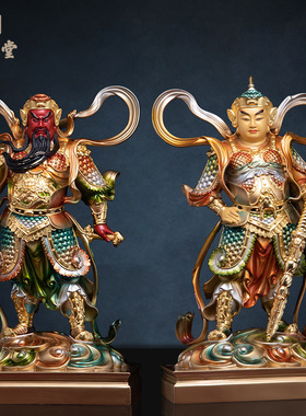 铜中式佛堂伽蓝韦陀菩萨装饰摆件