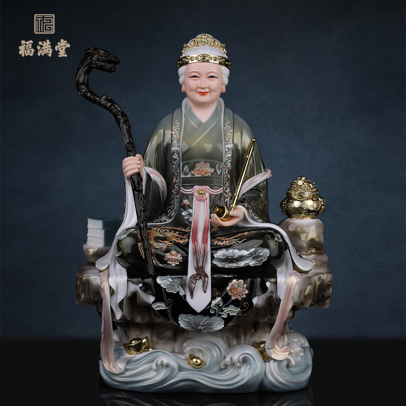 坐山石黑妈妈像仿汉白玉铁刹山黑老太神像供奉黑妈妈黑奶奶真身像