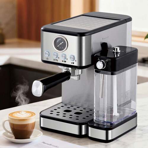 Coffee machine咖啡机半自动蒸汽打奶泡一体机械式带压力表贴 标