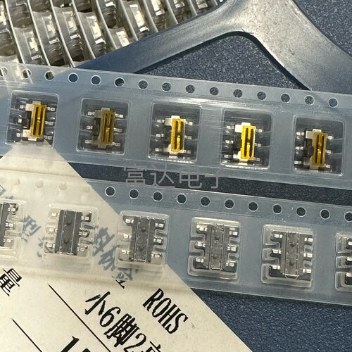 MST-22C02T迷你MINI拨动开关贴黄膜小6脚2档立式贴片滑动开关带槽