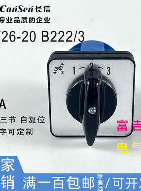 CANSEN长信牌温州长江厂LW26-20 B222/3自复位3档3节转换开关银点