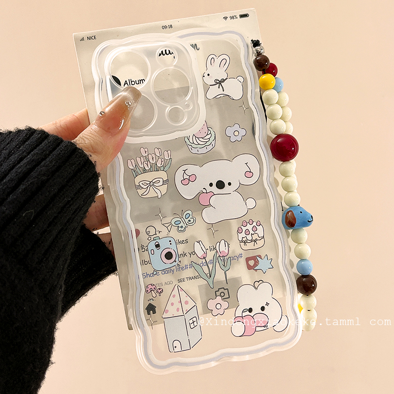 趣味可爱卡通考拉猫咪适用苹果iPhone16ProMax手机壳15pro新款14带链条13小众14promax硅胶16Pro创意12全包11