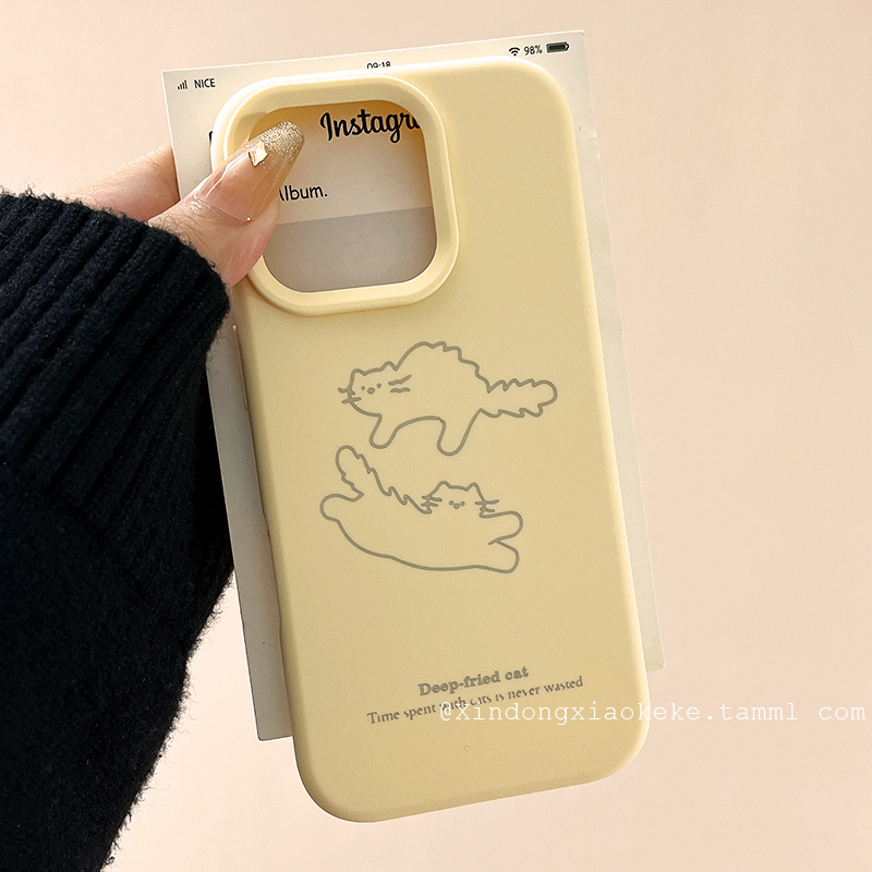 可爱卡通趣味线条炸毛猫咪适用苹果iPhone16ProMax手机壳情侣15pro新款14硅胶13小众15女14pro创意16pro全包