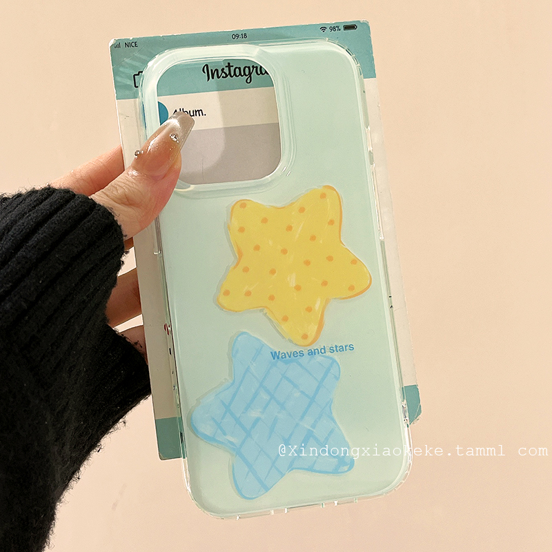 韩系ins简约清新波点星星适用苹果iPhone16ProMax手机壳15pro新款14高级感13小众14promax硅胶16Pro全包创意