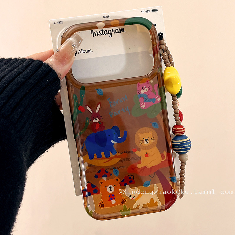 复古棕色可爱小动物适用苹果iPhone17ProMax手机壳16pro新款14带链条13小众14promax硅胶17pro创意网红15全包,3C数码配件,手机保护套/壳,淘宝优惠券,粉丝福利购,淘宝优惠卷