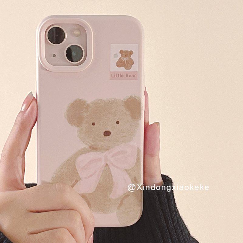 可爱卡通蝴蝶结小熊全包手机壳