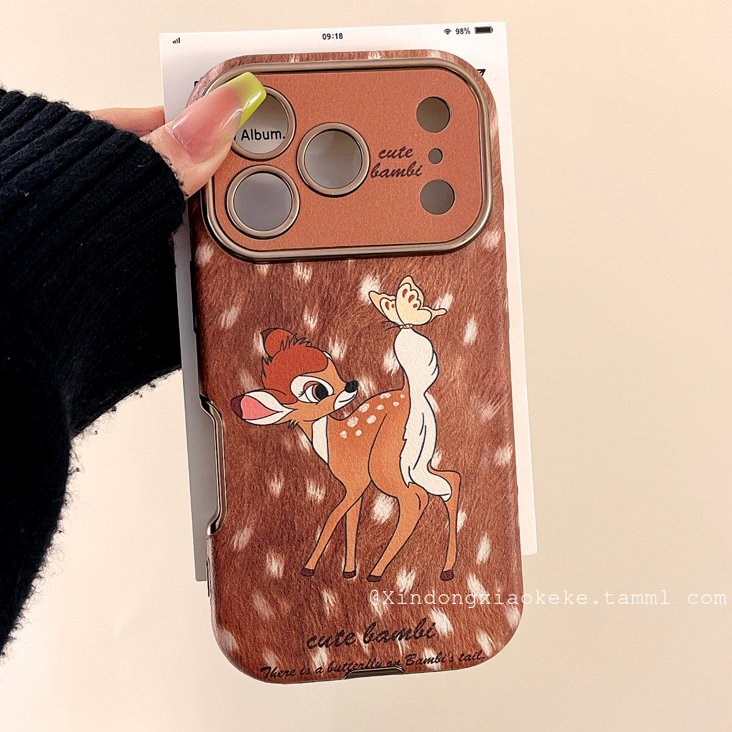 秋冬皮质棕色蝴蝶梅花鹿适用苹果iPhone17ProMax手机壳16pro新款15高级感小众14promax硅胶17pro创意女款全包