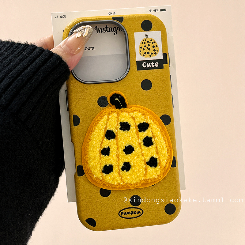 个性超火喜茶草间民生南瓜适用苹果iPhone16ProMax手机壳刺绣15pro新款14硅胶13小众15女14pro创意16pro全包