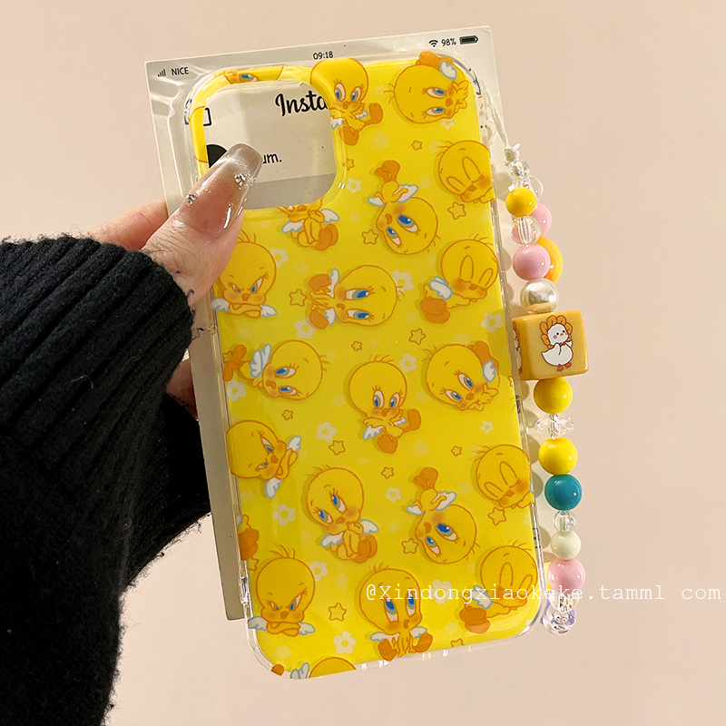 趣味可爱卡通崔迪小黄鸭适用苹果iPhone16ProMax手机壳15pro新款14带链条13小众14promax硅胶16Pro创意15全包