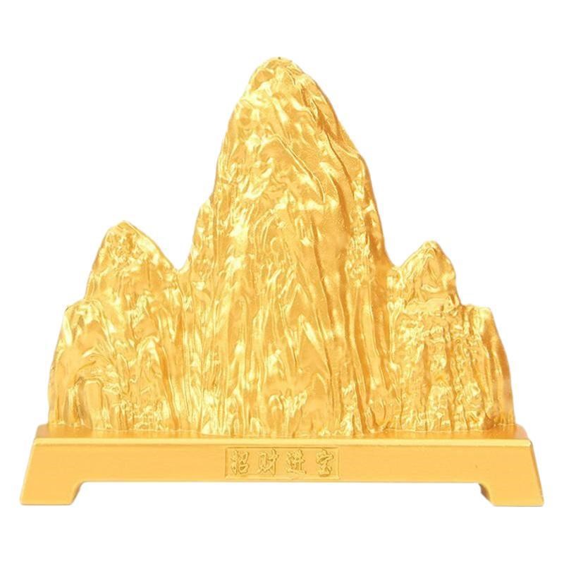 极速新中式黄铜金属金q山银山假山创意装饰品小摆件客厅办公室茶