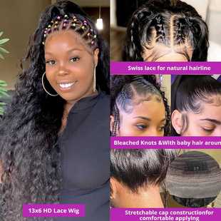 极速Deep Wave 13x6 Lace Frontal Human Hair NWigs razilian La
