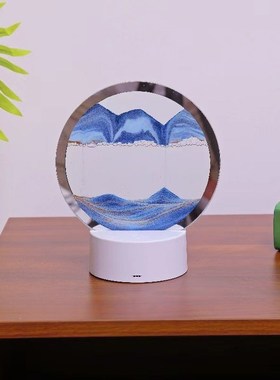 极速3d流沙画夜灯氛围灯触控立体山水小夜灯N沙漏解压流沙摆件台